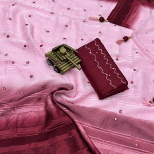 soft saree Presenting here a perfect causal wear saree with an elegant touch of fancy gottapatti mirror work pattern , Product details👇🏻