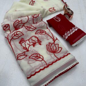 COW WORK ❤️  GEORGTTE SAREE