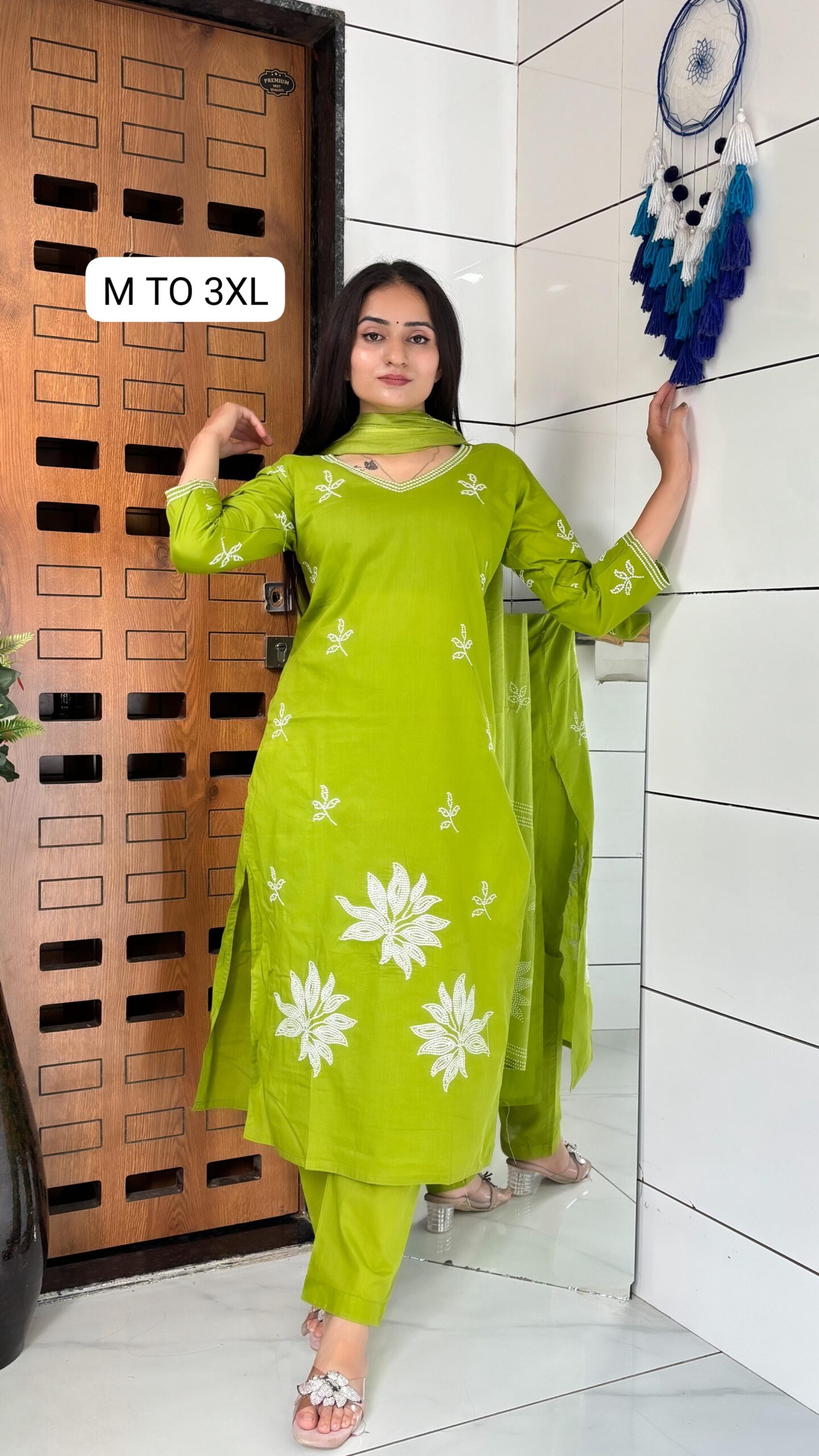 Elegant Purple Embroidered Cotton Kurta Set with Dupatta - Image 4