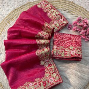 soft kota doriya  saree with heavy bandej gotapatti coding & seqance lace & bandej blouse 👚  4 color 📍