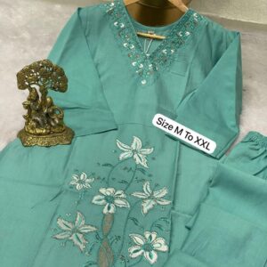 Premium Mustard Yellow Embroidered Kurti with Sequins – Stylish Women’s Ethnic Wear (Size M to XXL)