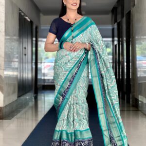 Saree Fabric: Heavy matka silk fabric with zigzag leheriya strip pattern  with double jacquard border with perfectly matched pallu and blouse