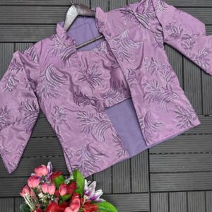 Elegant Lavender Pre-Stitched Saree with Embroidered Blouse – Designer Party & Wedding Wear