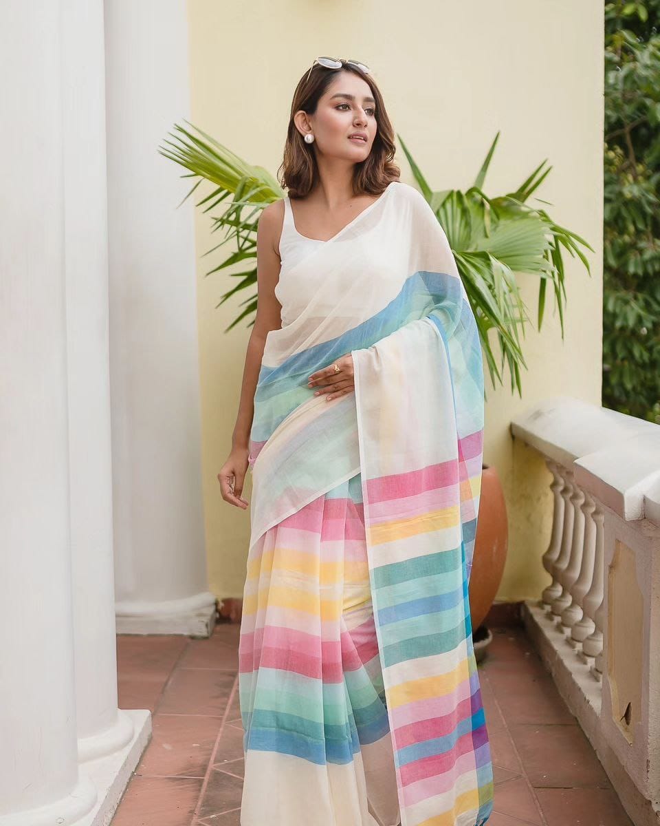 Saree Fabric - Plain Linen - Image 2