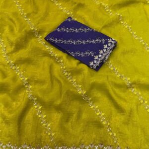 Soft crunchy saree  work saree wit cut work finishing