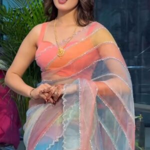 Fabric : soft tebby silk with digital printed multicolour saree