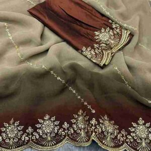Georgett pedding with heavy c-pallu embroidary work saree