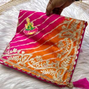 soft chinon silk lehriya multi saree